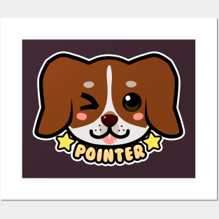 KAWAII Chibi Pointer Dog Face Posters and Art